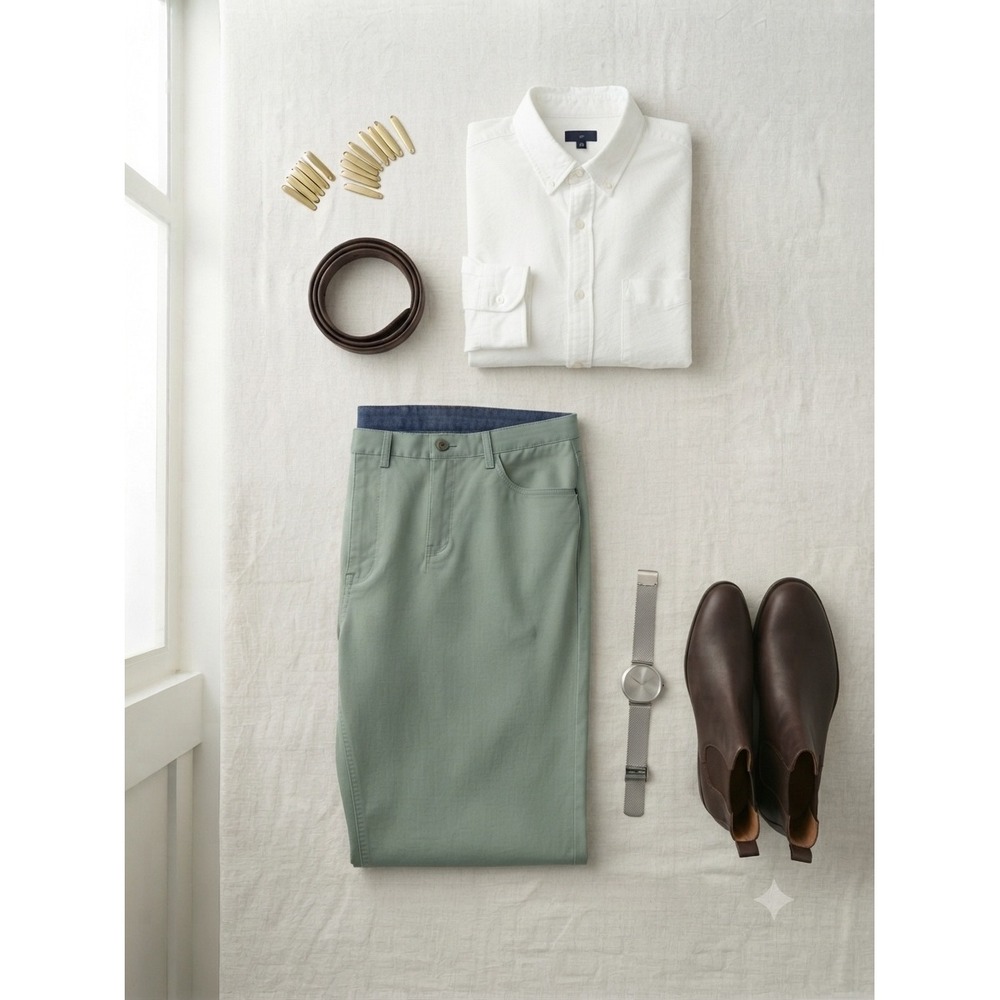 Tailor Vintage Pants Mens 40x30 Green New Canaan Slim Fit Stretch Chino Casual
